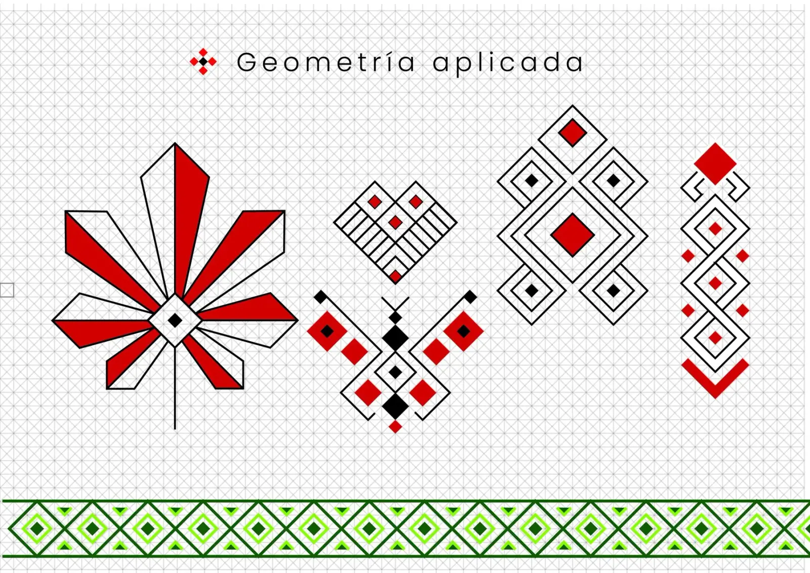Geometría aplicada con símbolos de la marca